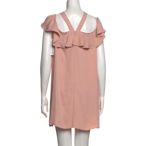 JAY GODFREY Pink Mini Dress Ruffle and Bow Details Off the Shoulder NWT - Picture 2 of 16